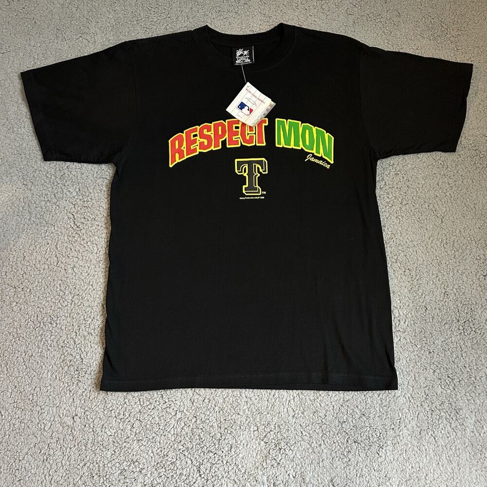 Texas Rangers MLB Baseball Jamaica Respect Mon T Shirt Size Large New Old Stock